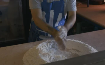 Stock Video Baker Preparing Flour For Dough Or Pizza For PC
