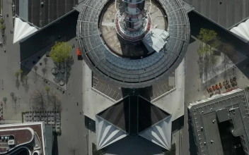 Stock Video Awesome Top Aerial Shot Of Alexanderplatz Tv Tower For PC