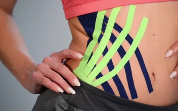 Stock Video Athlete With Kinesio Tape On The Hip For PC