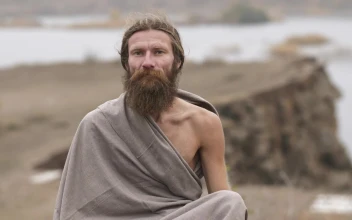Stock Video Ascetic Sadhu Raising Hand To Say Hello For PC