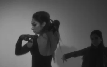 Stock Video Artistic Choreography Of Three Girls In Black And White For PC