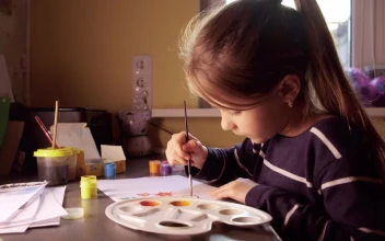 Stock Video Artist Girl Paints With A Brush For PC