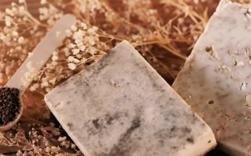 Stock Video Arrangement Of Handmade Oatmeal Soaps And Wooden Mixer For PC
