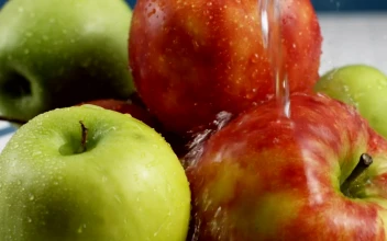 Stock Video Apples Being Washed With Water For PC