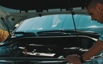 Stock Video Angry Man Trying To Fix His Car For PC