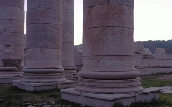 Stock Video Ancient Ruins Below A Mountain For PC