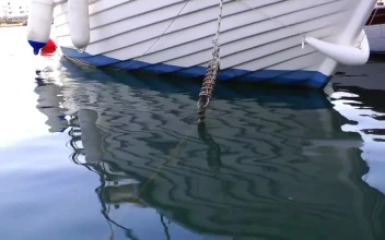 Stock Video Anchor Rope Of A Boat Coming Out Of The Water For PC