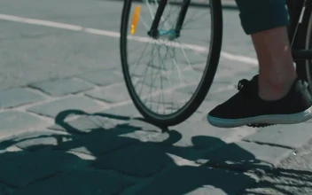 Stock Video An Urban Cyclist And His Shadow In The Road For PC