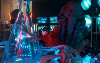 Stock Video An Alien With Tentacles Looking At Laboratory Equipment For PC