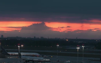 Stock Video Airplane Taking Off From An Airport At Sunrise For PC