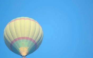 Stock Video Air Balloon Rising In The Clear Sky For PC