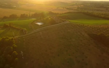 Stock Video Agriculture Fields And Country House During Sunset For PC