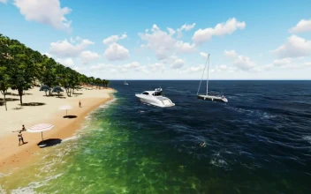 Stock Video A Yacht And A Sailboat In The Seashore For PC