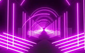 Stock Video A Tunnel With Arches Made Of Violet Light Lines For PC