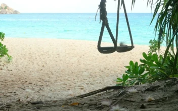 Stock Video A Rope Swings On A Tropical Beach For PC