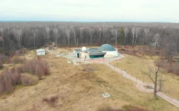Stock Video A Research Observatory Building In The Woods For PC