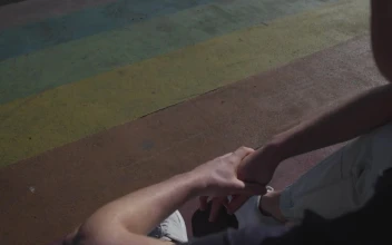 Stock Video A Rainbow Flag Painted On The Floor For PC