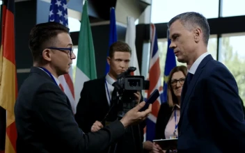 Stock Video A Politician In An International Interview For PC