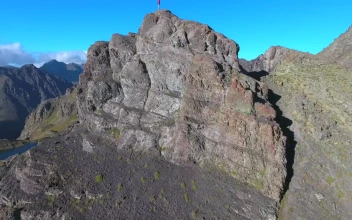 Stock Video A Man On Top Of A Mountain Landscape For PC