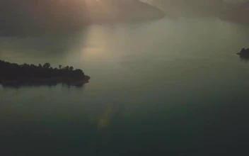 Stock Video Mixkit Beautiful Dusk On A Large Lake From Above  Smal For PC