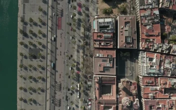Stock Video Buildings On The Coast Of Barcelona Top Shot For PC