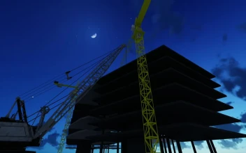 Stock Video Building Under Construction At Night For PC