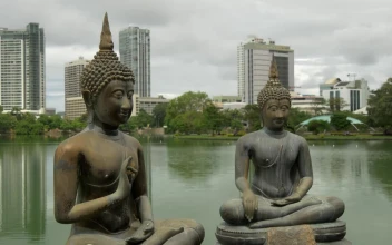 Stock Video Buddhism Statues In A Lake For PC