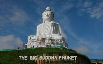 Stock Video Buddha Monument On The Top Of A Hill For PC