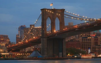 Stock Video Brooklyn Bridge As The Night Comes In For PC