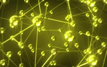 Stock Video Bright Yellow d Spheres Connected With Thin Lines For PC