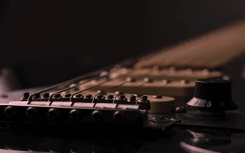 Stock Video Bridge And Level Control Knobs Of An Electric Guitar For PC
