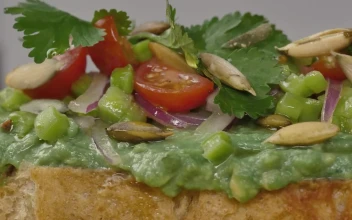 Stock Video Bread With Green Ingredients On It For PC