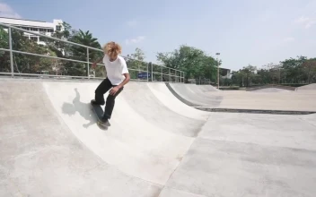 Stock Video Boy Skating On A Ramp In A Park For PC