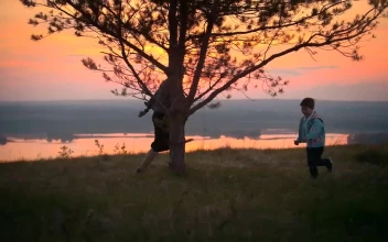 Stock Video Boy Playing With His Grandmother Around A Tree For PC