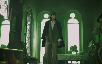 Stock Video Boy Modeling In Old Fashion In An Old Lobby For PC