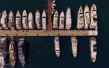Stock Video Boats Lined Up In A Marina For PC