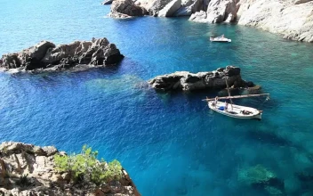 Stock Video Boats Inside A Beautiful Bay For PC