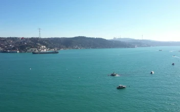 Stock Video Boats Anchored Away From The Shore For PC