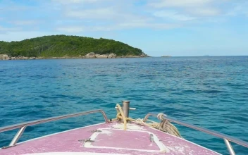 Stock Video Boat Sailing Near An Island For PC