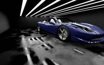 Stock Video Blue Luxury Sports Car In A Garage For PC