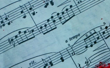 Stock Video Blood Of Murder Spilled On Sheet Music For PC