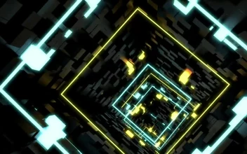 Stock Video Black Tunnel With Neon Lights And Square For PC