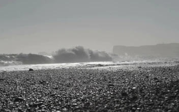Stock Video Black Sand Beach After A Storm For PC