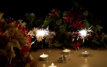 Stock Video Birthday Ornament Candles Flares And Flowers For PC