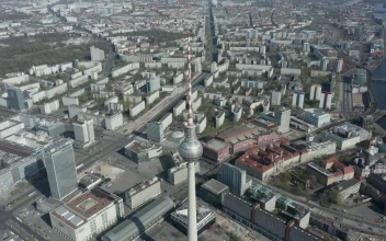 Stock Video Berlin City Viewed From Behind A Large Antenna For PC