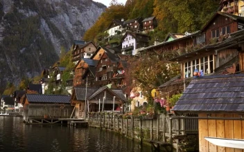 Stock Video Beautiful Town In The Mountains And The Lake For PC