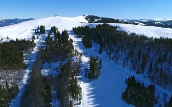 Stock Video Beautiful Snowy Landscape At A Ski Resort For PC