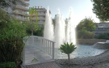 Stock Video Beautiful Fountain In A Public Garden For PC