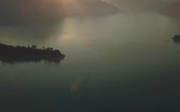 Stock Video Beautiful Dusk On A Large Lake From Above For PC