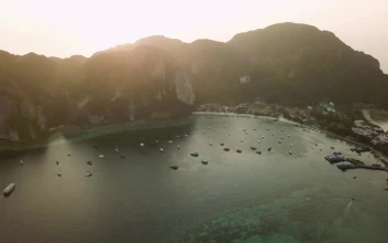 Stock Video Beautiful Bay During A Sunset From The Air For PC